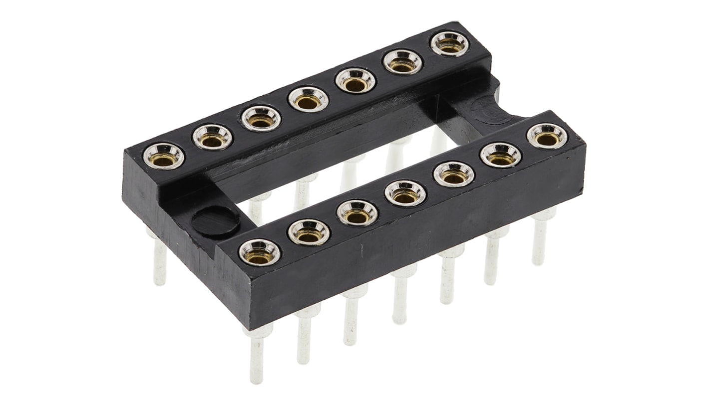 ASSMANN WSW DIP14插座, 垂直, 7.62mm排宽, 2.54mm节距, 车削引脚, THT安装, 17.78 x 10.16 x 3mm