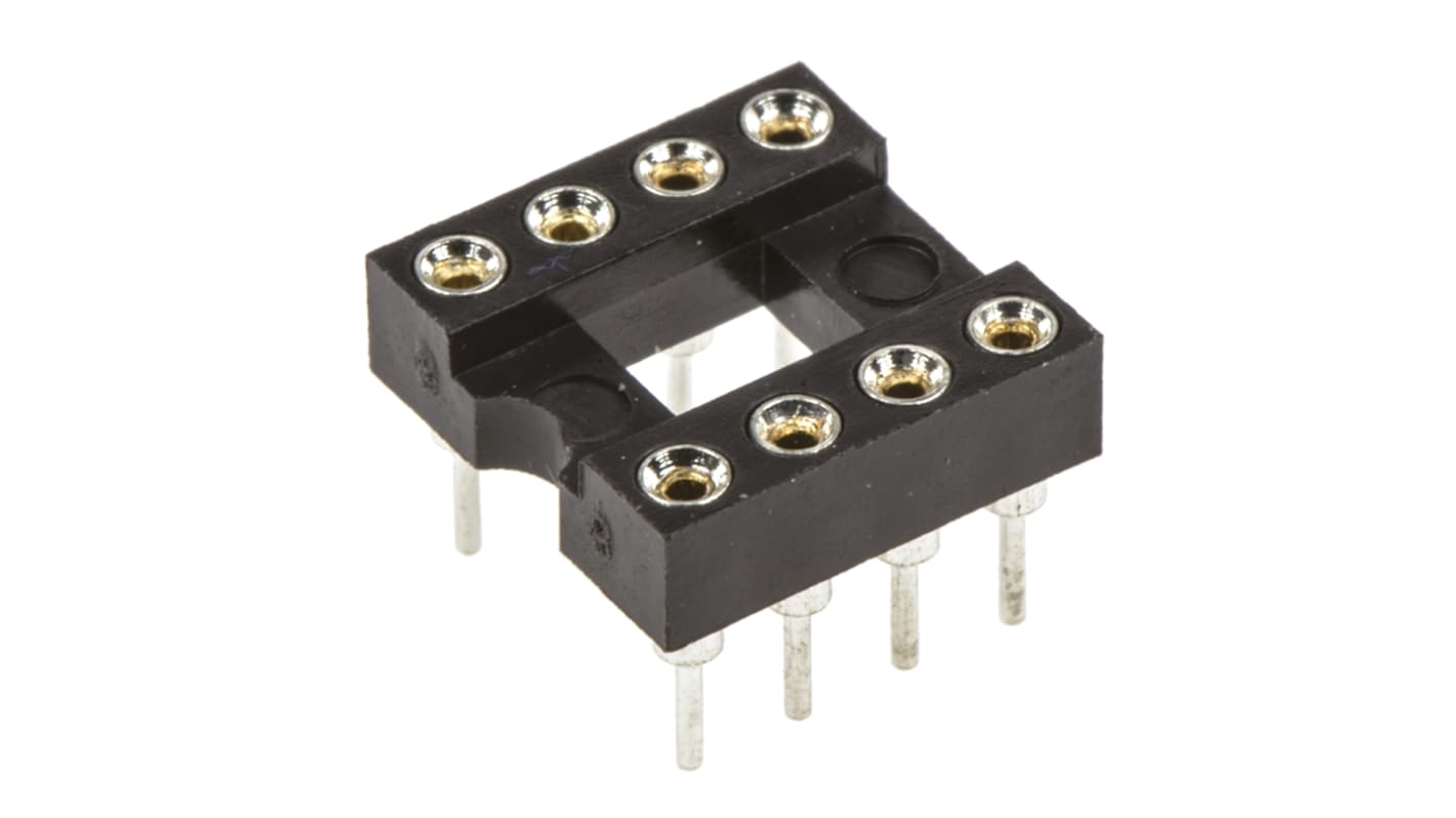 Support DIL ASSMANN WSW 8 voies, Traversant, broches Tulipe, Entraxe de 2.54mm, largeur de rangée 7.62mm