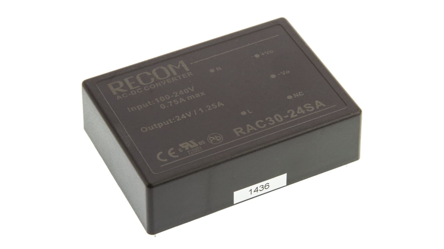 Alimentation à découpage Recom RAC30-A, 30W, 1 sortie à  24V c.c., 1.25A