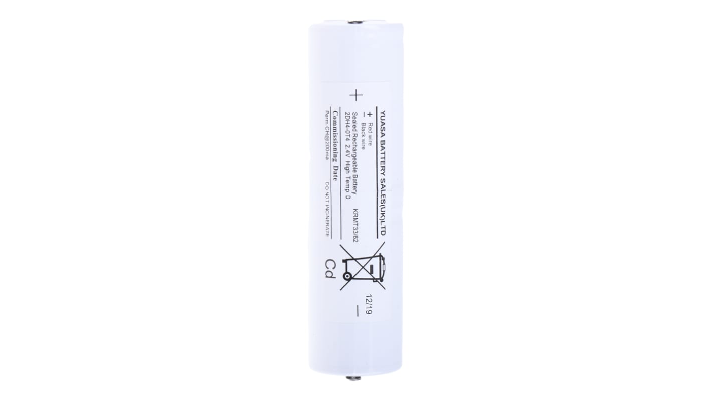 YU-Lite NiCd Yuasa 2.4V NiCd Genopladelig batteripakke Tags Terminal, 2 celler, 4Ah