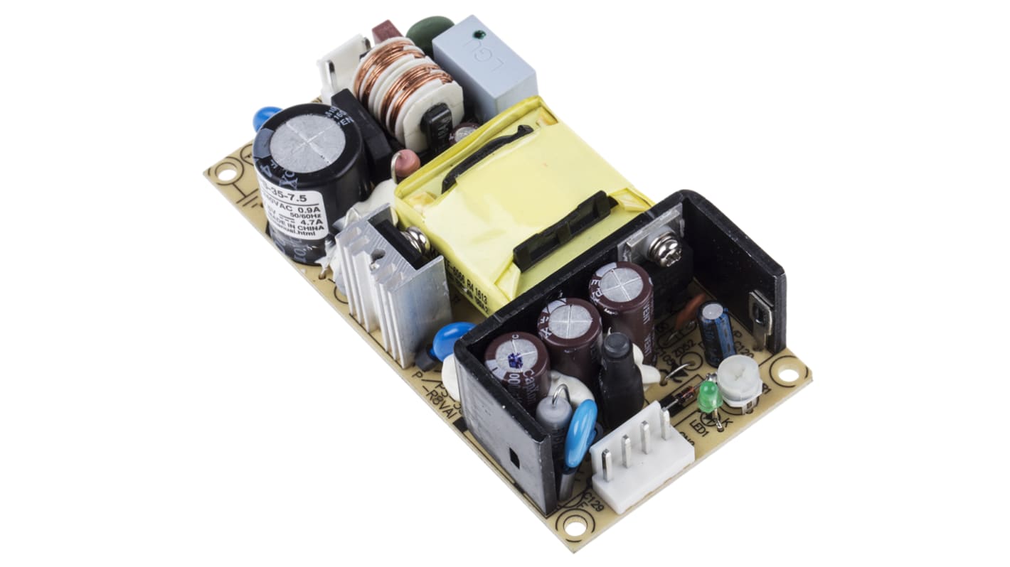 Alimentatore switching Mean Well PS-35-7.5, 35W, ingresso 127 → 370 V dc, 90 → 264 V ac, uscita 7.5V cc,