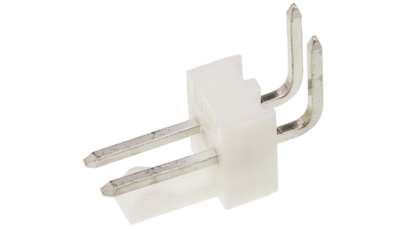 Molex KK 254 Series Right Angle Through Hole Pin Header, 2 Contact(s), 2.54mm Pitch, 1 Row(s), Unshrouded