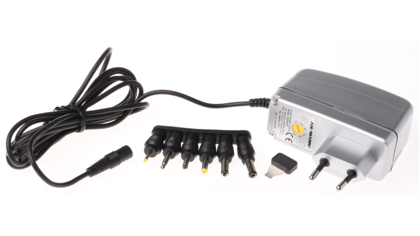 Ansmann 14.4W Plug In Power Supply 3 to 12 V dc, Output, 1.2A Output