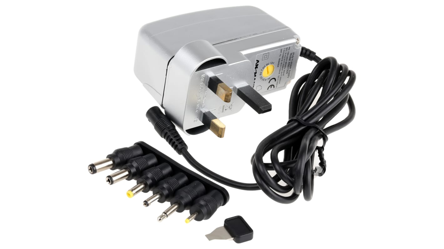 Ansmann 16.8W Plug In Power Supply 3 V dc, 4.5 V dc, 5 V dc, 6 V dc, 7.5 V dc, 9 V dc, 12 V dc Output, 1.4 →