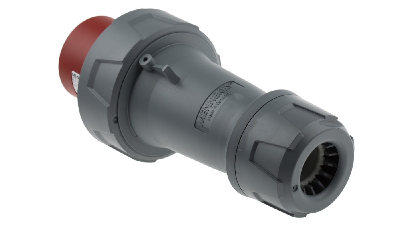 MENNEKES, PowerTOP Plus IP67 Red Cable Mount 3P + N + E Industrial Power Plug, Rated At 63A, 400 V