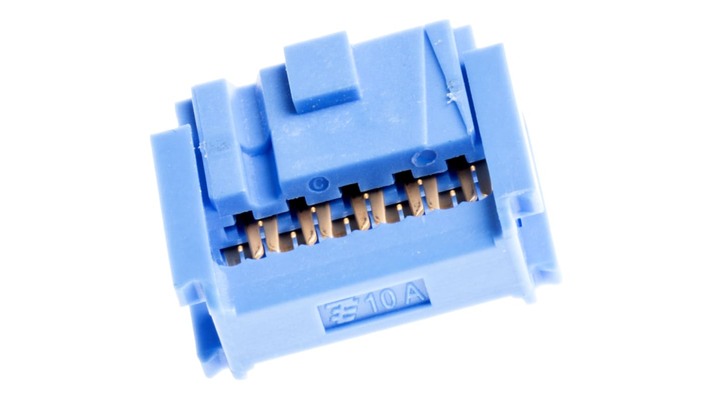 TE Connectivity IDC连接器, 母座, 10p, 2.54mm间距, 2排, 电缆安装, IDC端接, 直角, AMP-LATCH 622系列
