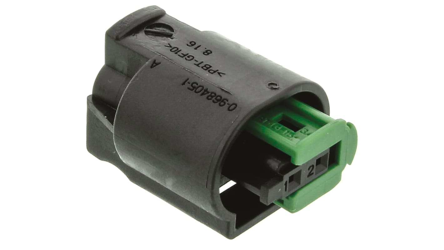 TE Connectivity, Micro Quadlok System Automotive Connector Socket Black Cable Mount 2 Way, Crimp Termination 1-967644-1