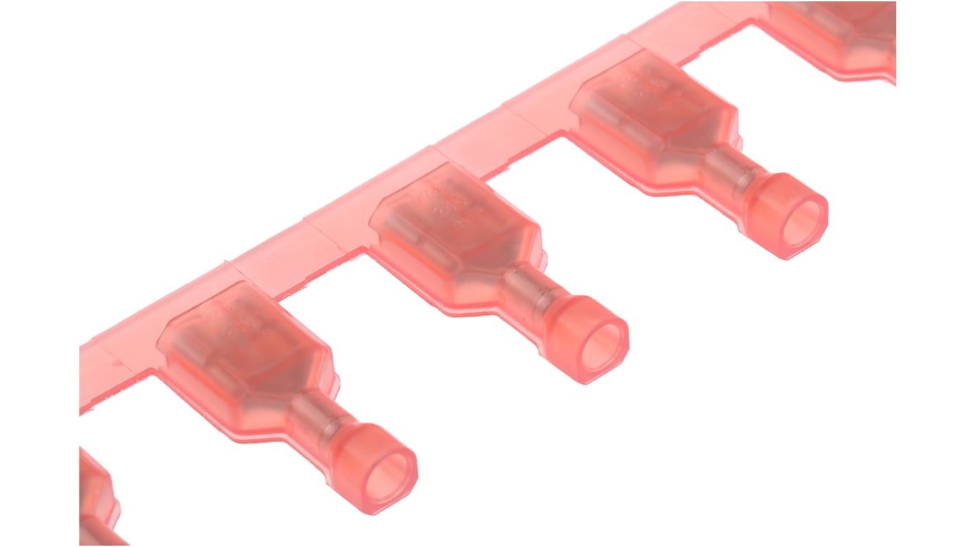 TE Connectivity 绝缘插簧端子母座, 6.35 x 0.81mm接片, 线规0.3mm²至0.8mm², 红色, 尼龙 66绝缘, 镀锡黄铜触点, Ultra-Fast .250系列