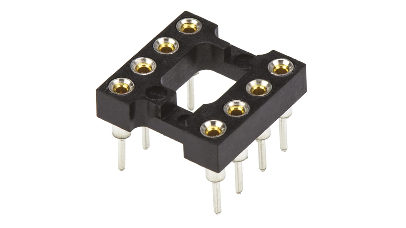 TE Connectivity 2.54mm Pitch Vertical 8 Way, Through Hole Stamped Pin Open Frame IC Dip Socket, 3A