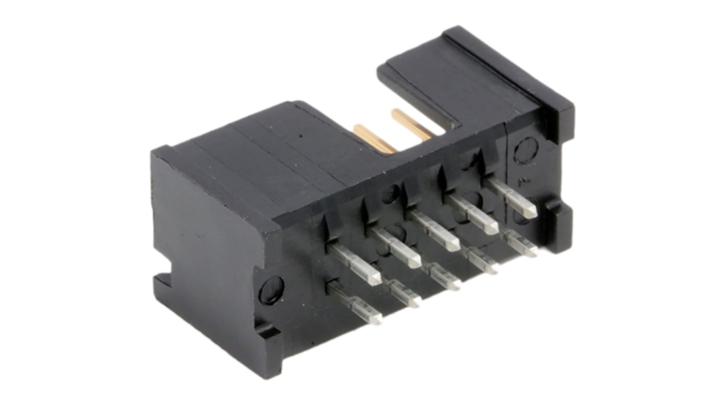 TE Connectivity AMP-LATCH Series Straight Through Hole PCB Header, 10 Contact(s), 2.54mm Pitch, 2 Row(s), Shrouded