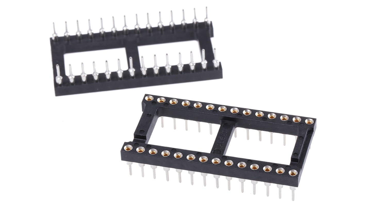 TE Connectivity 2.54mm Pitch Vertical 28 Way, Through Hole Stamped Pin Open Frame IC Dip Socket, 3A