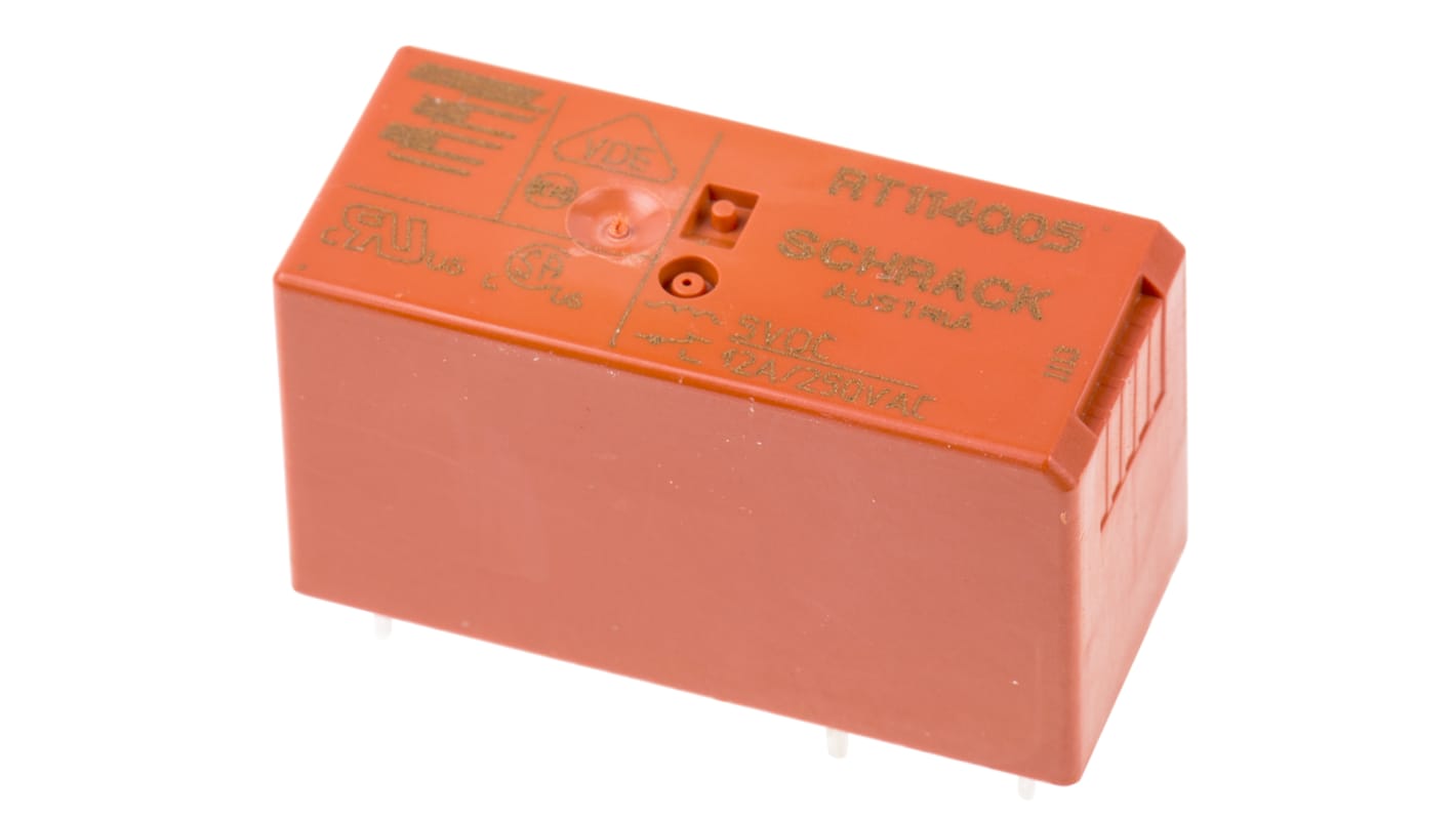 TE Connectivity PCB Mount Power Relay, 5V dc Coil, 12A Switching Current, SPDT