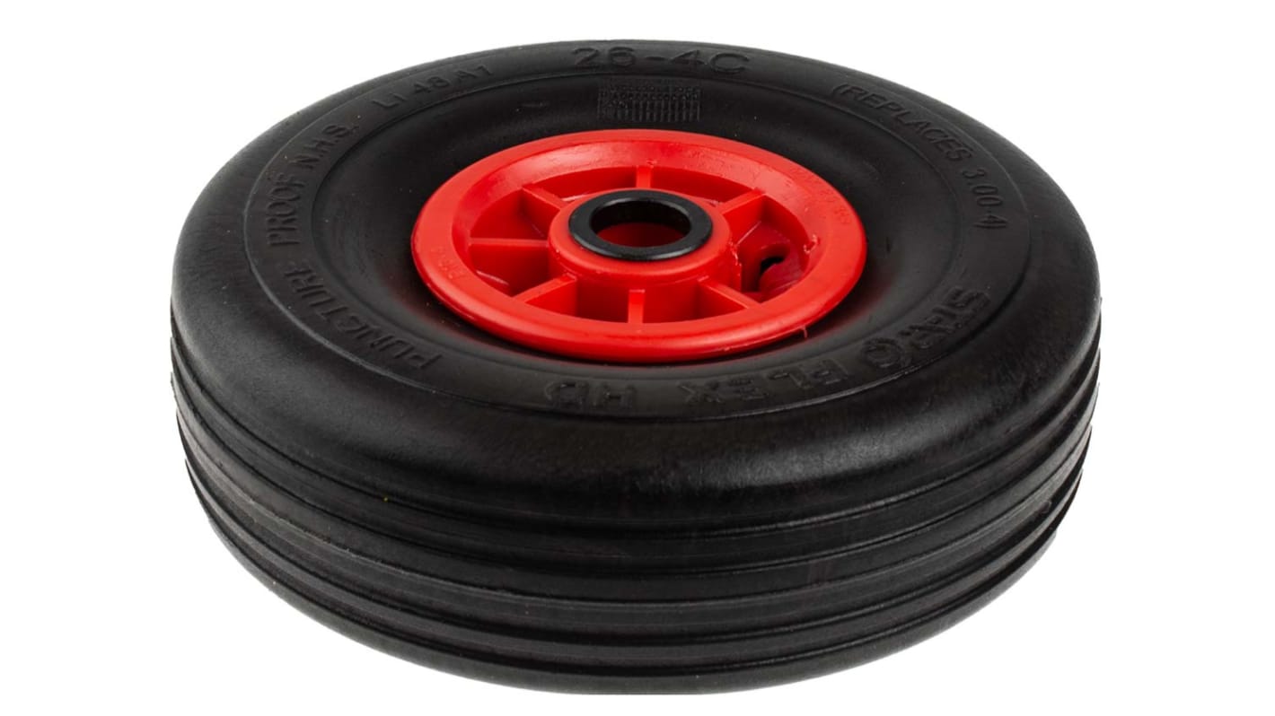 RS PRO Black Rubber Puncture Proof Trolley Wheel, 150kg