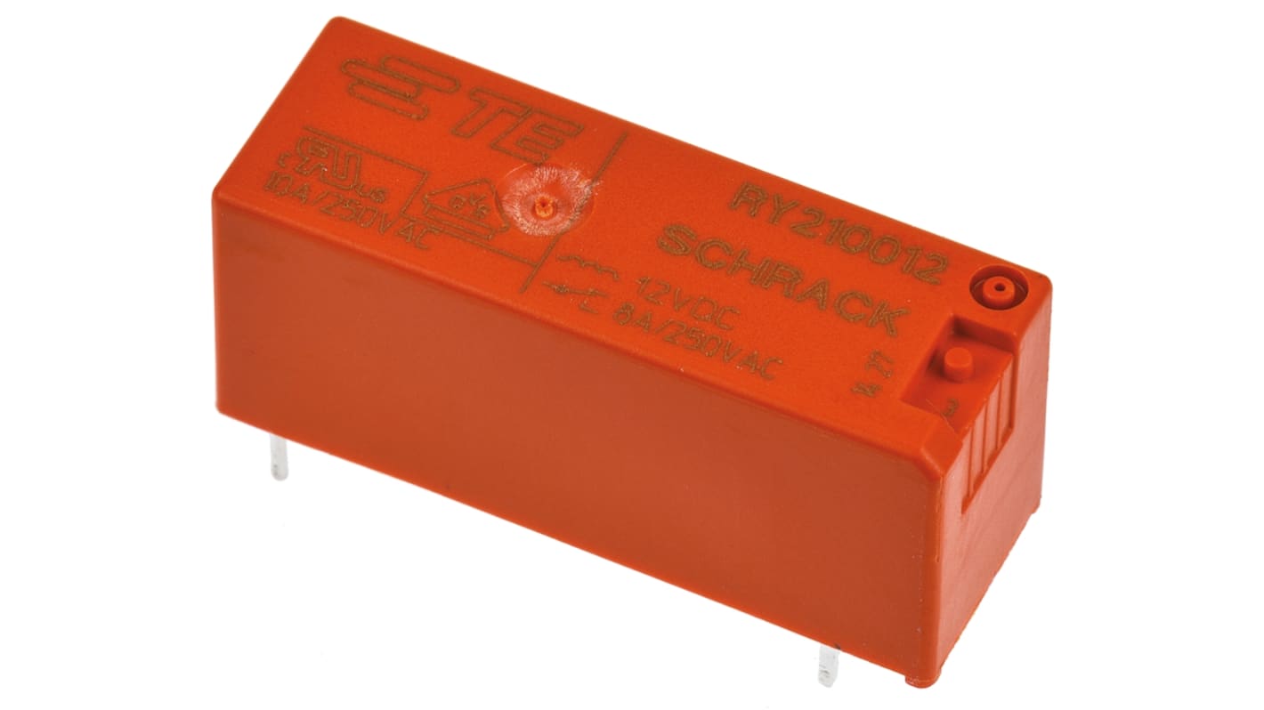 TE Connectivity PCB Mount Non-Latching Relay, 12V dc Coil, 8A Switching Current, SPDT
