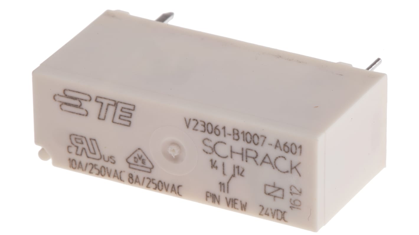 TE Connectivity PCB Mount Non-Latching Relay, 24V dc Coil, 8A Switching Current, SPDT