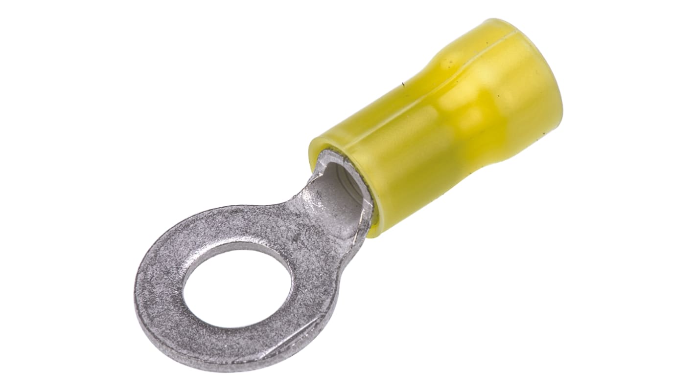 TE Connectivity, PLASTI-GRIP Insulated Ring Terminal, M6 Stud Size, 3mm² to 6mm² Wire Size, Yellow