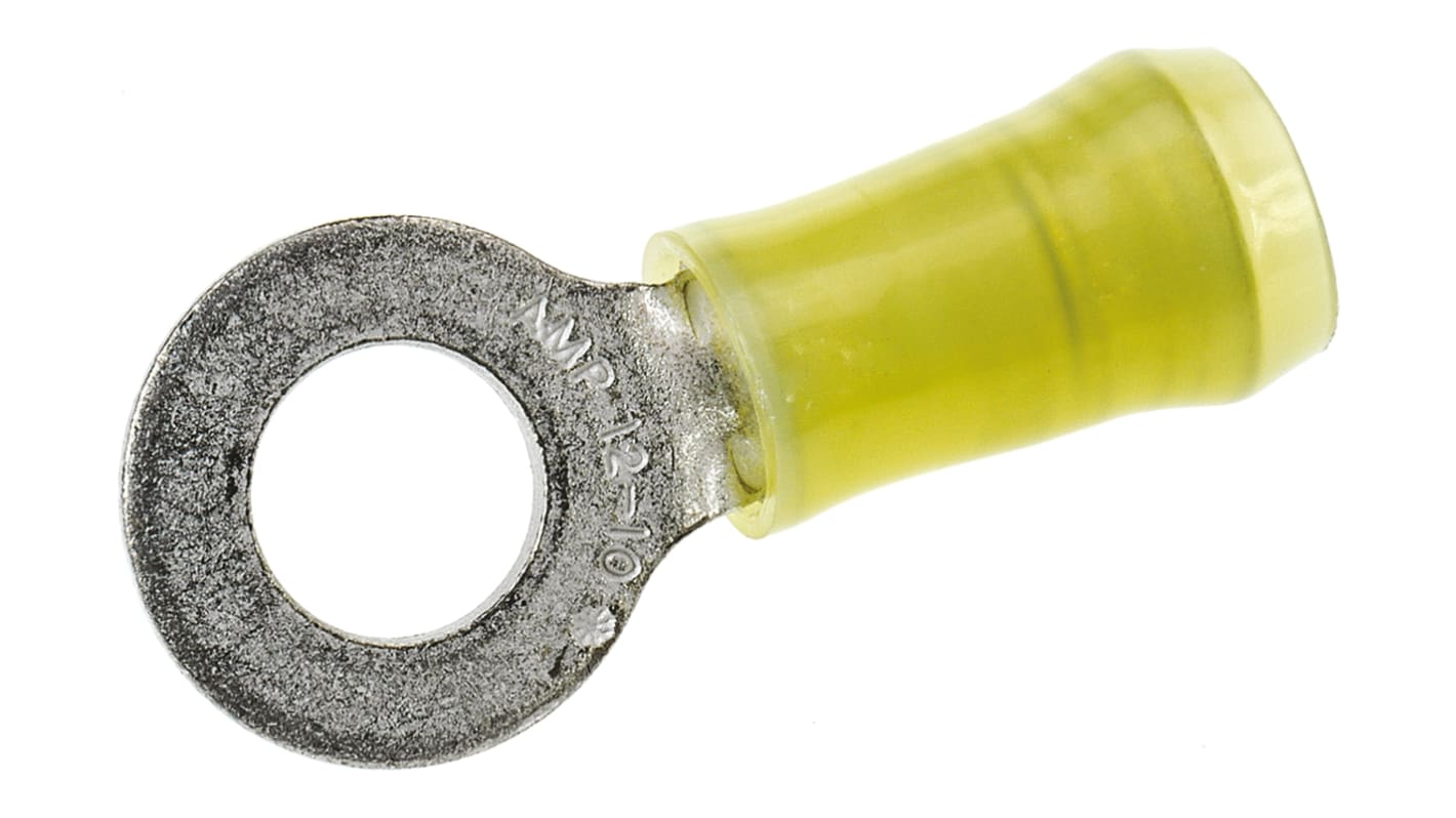 TE Connectivity, PIDG Insulated Ring Terminal, M6 Stud Size, 2.7mm² to 6.6mm² Wire Size, Yellow