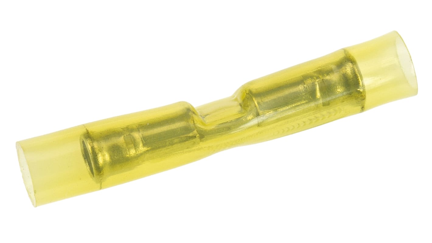 TE Connectivity, PIDG Butt Splice Connector, Yellow, Insulated, Tin 26 → 24 AWG