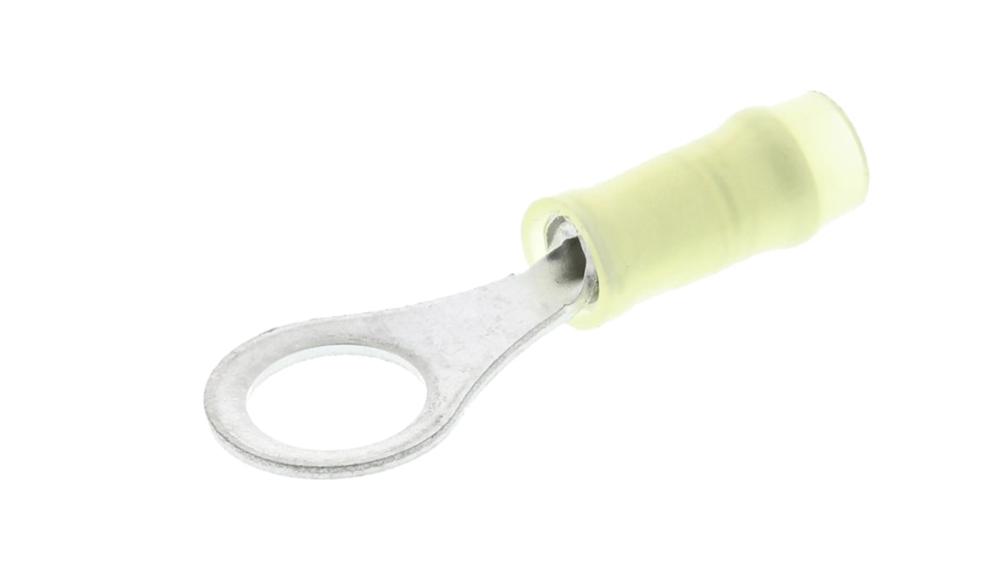 TE Connectivity, PIDG Insulated Ring Terminal, M4 Stud Size, 0.1mm² to 0.4mm² Wire Size, Yellow