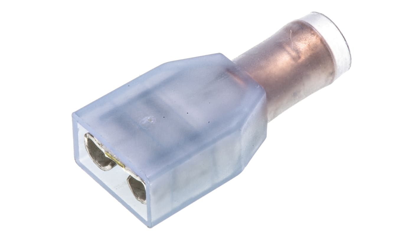 TE Connectivity PIDG FASTON .250 Blue Insulated Female Spade Connector, Receptacle, 6.35 x 0.81mm Tab Size, 1mm² to 2mm²