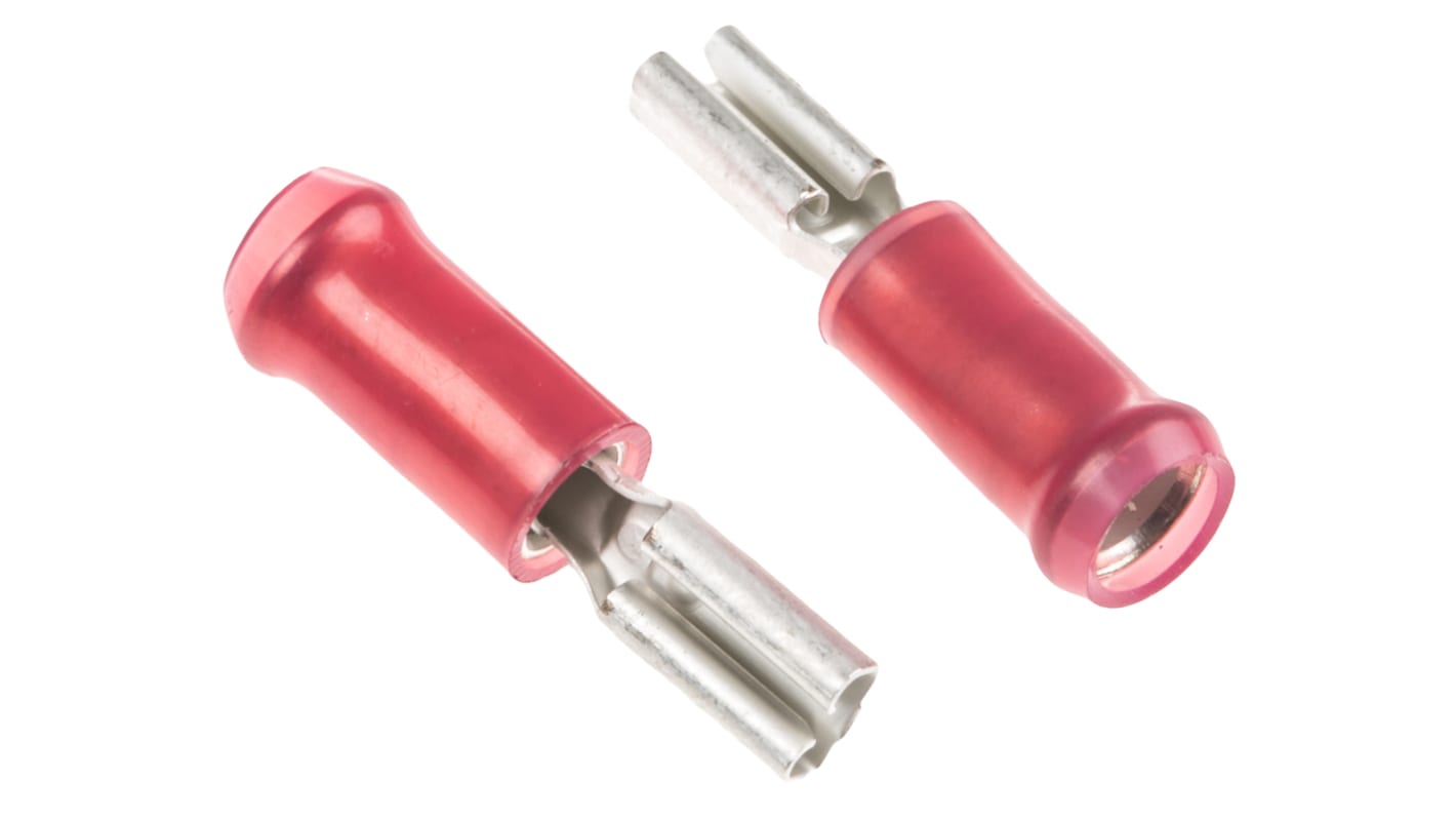 TE Connectivity PIDG FASTON .110 Red Insulated Female Spade Connector, Receptacle, 2.79 x 0.79mm Tab Size, 0.3mm² to