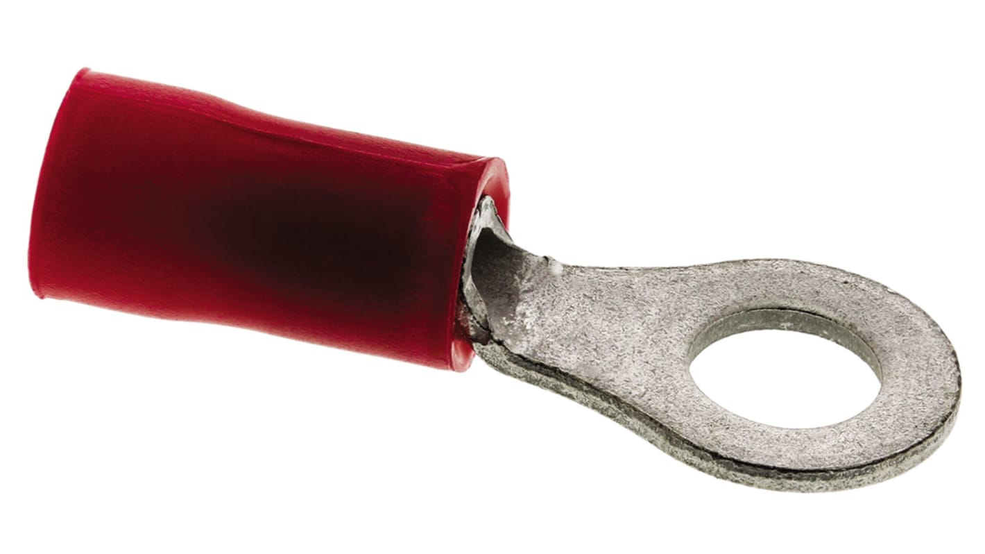 TE Connectivity, PLASTI-GRIP Insulated Ring Terminal, M4 Stud Size, 0.3mm² to 1.3mm² Wire Size, Red