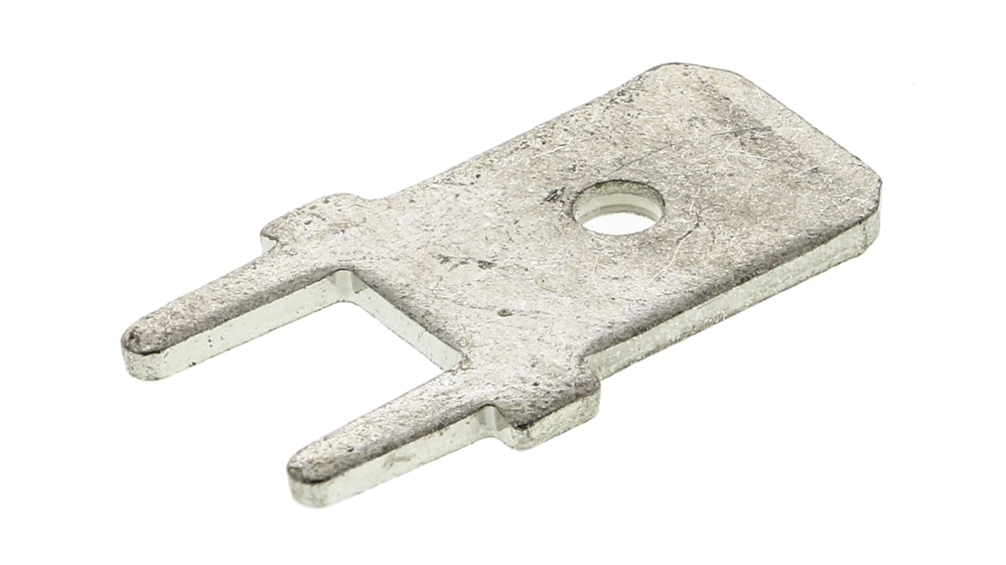 TE Connectivity FASTON .250 Uninsulated Male Spade Connector, PCB Tab, 6.35 x 0.81mm Tab Size