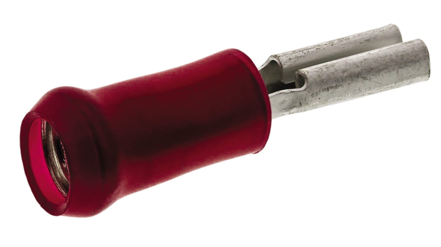 TE Connectivity PIDG FASTON .110 Red Insulated Female Spade Connector, Receptacle, 2.79 x 0.41mm Tab Size, 0.3mm² to