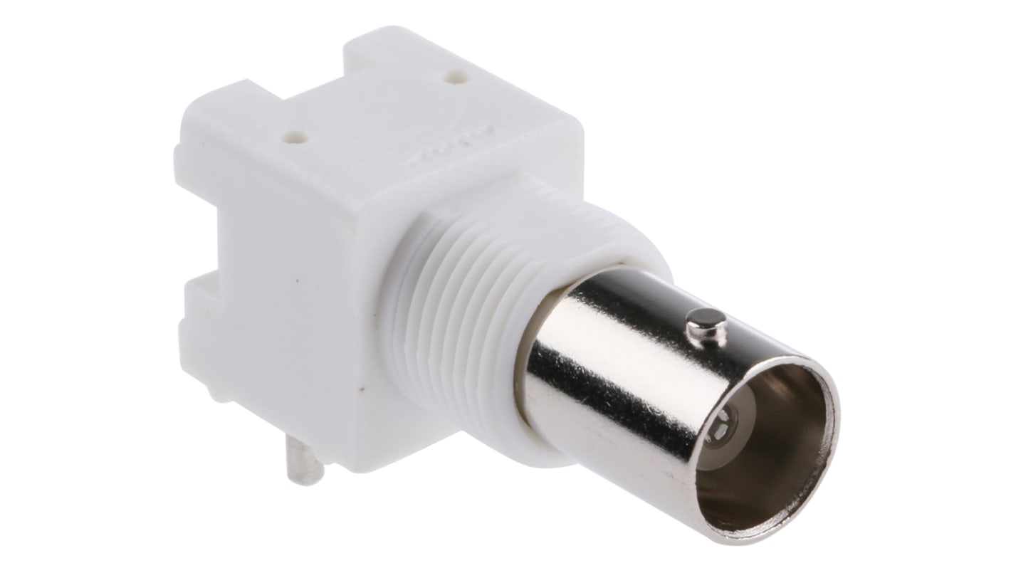 TE Connectivity, Jack PCB Mount BNC Connector, 50Ω, Through Hole Termination, Right Angle Body