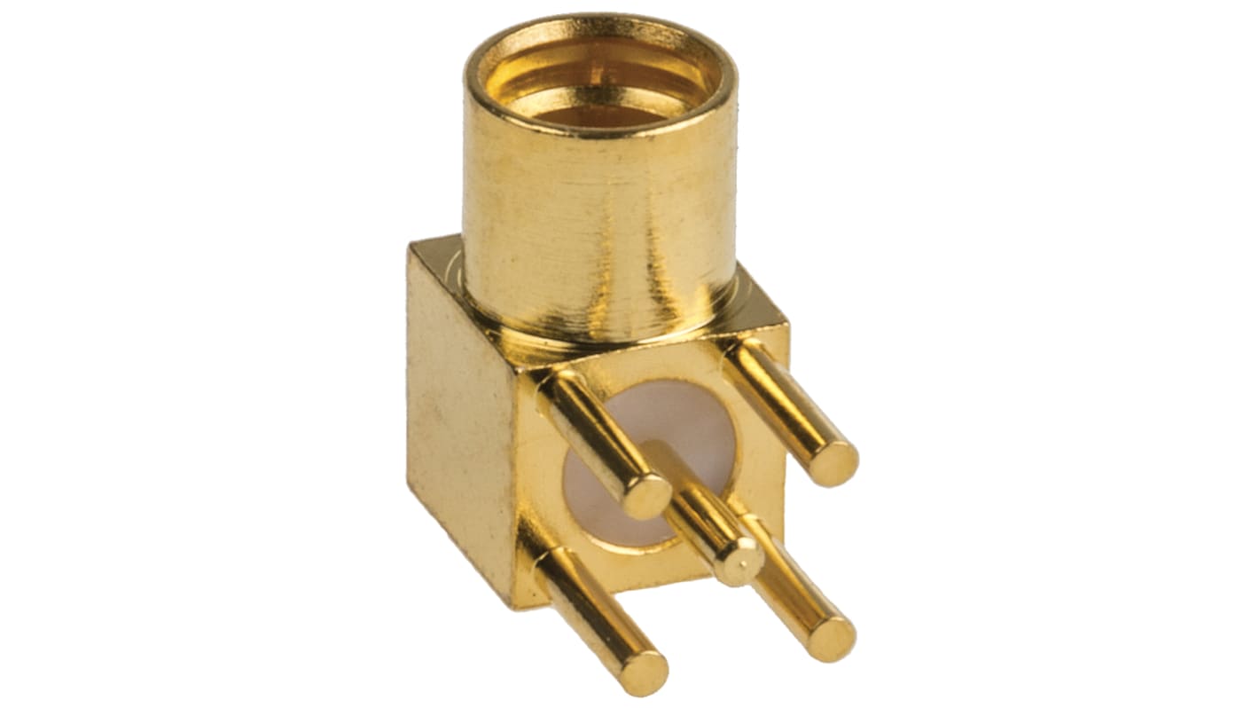 TE Connectivity, Jack Through Hole MMCX Connector, 50Ω, Solder Termination, Right Angle Body