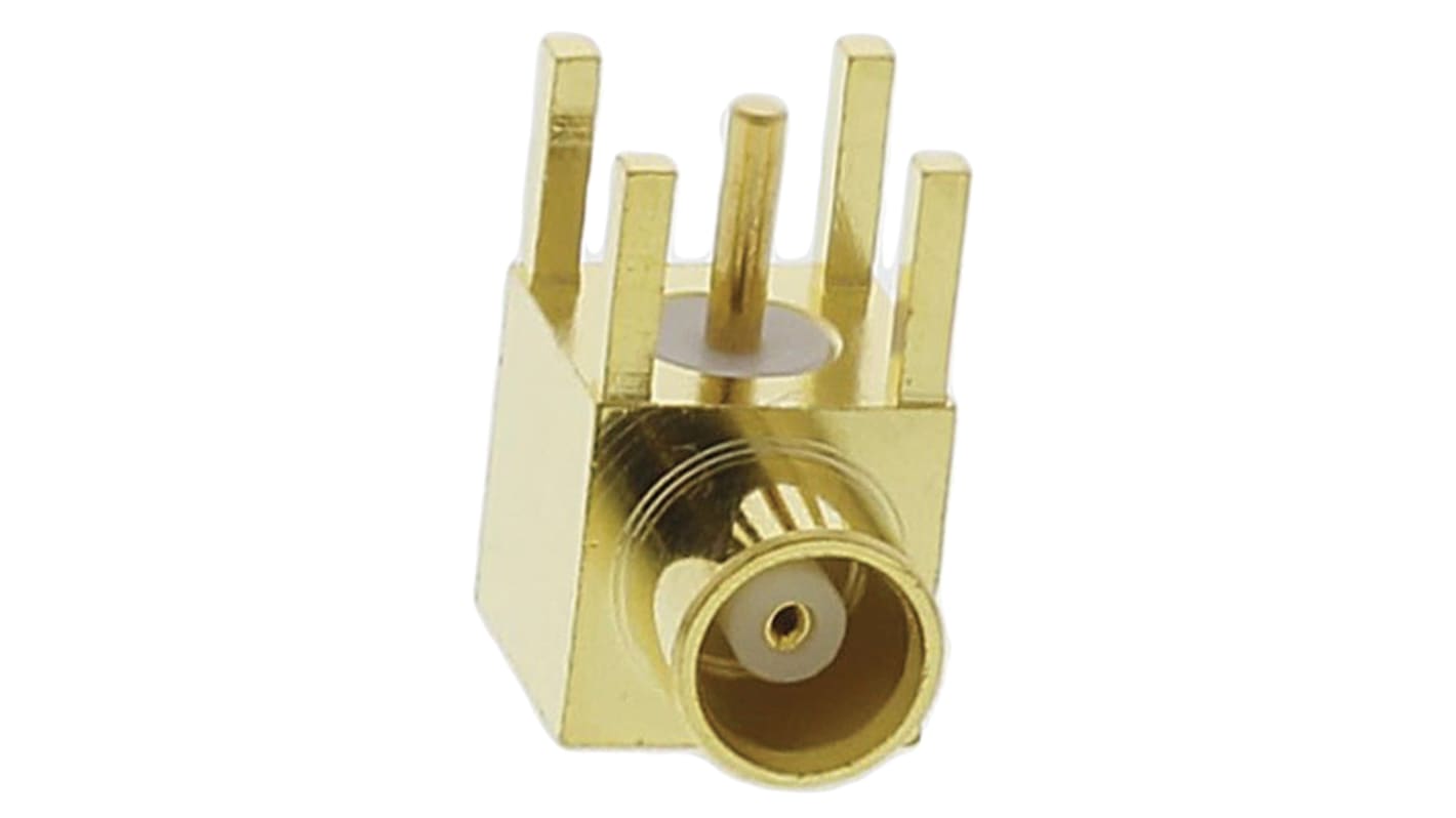 TE Connectivity AMP Series, jack Through Hole MCX Connector, 50Ω, Solder Termination, Right Angle Body