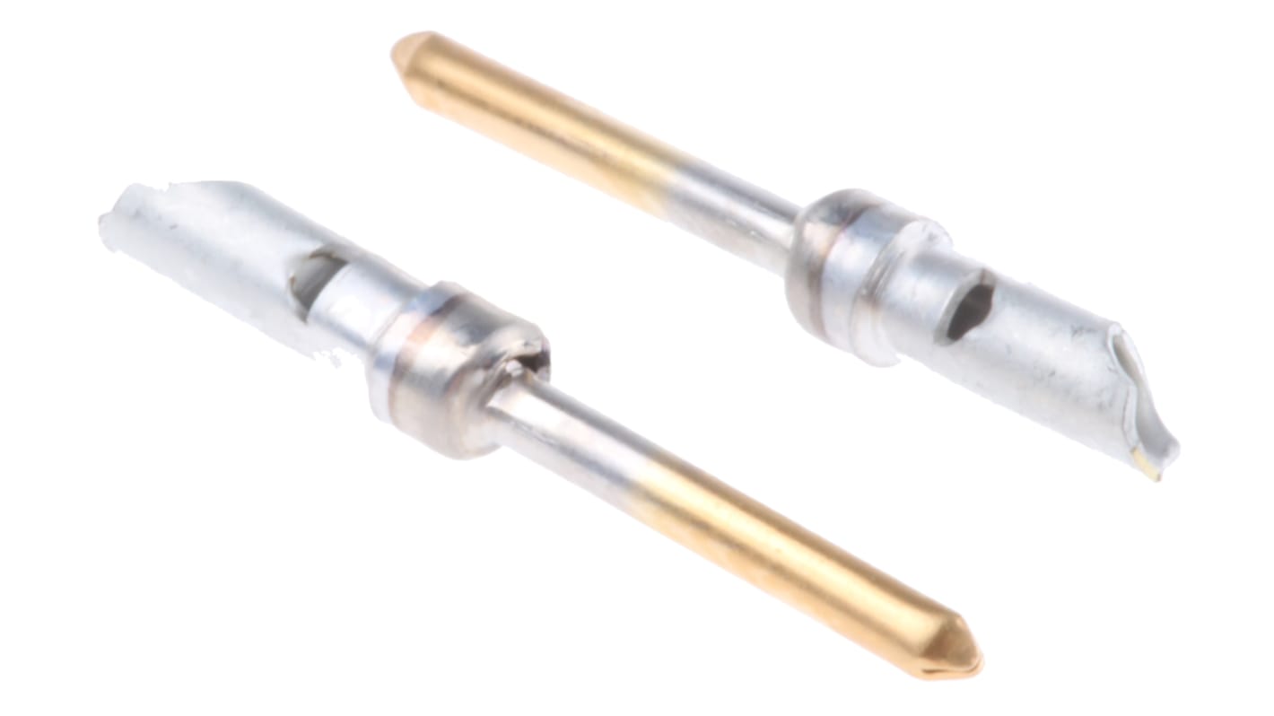 TE Connectivity, AMPLIMITE HDP-20 Series, size 20 Male Crimp Crimp Pin Connector, Gold over Nickel Signal, 18 AWG