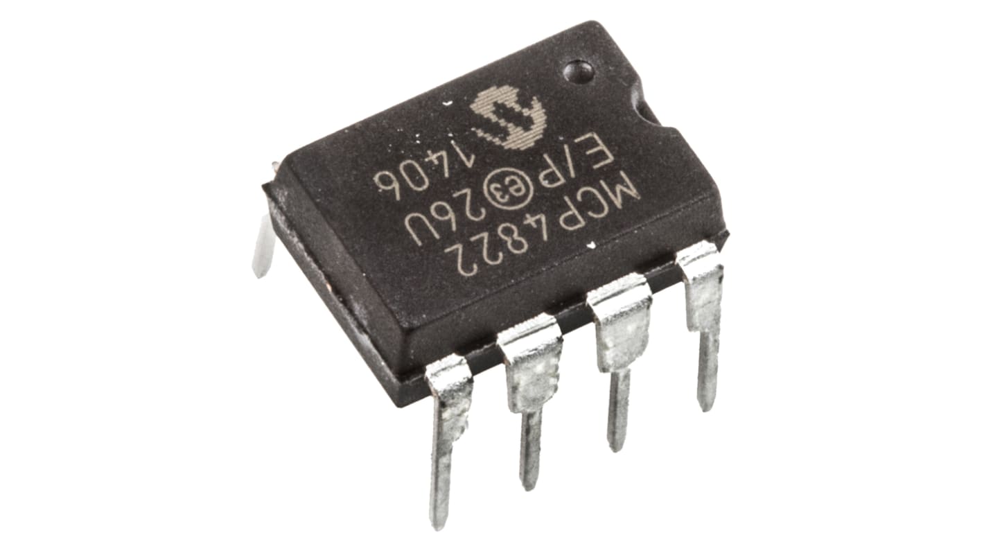 Microchip, DAC Dual 12 bit- ±2%FSR Serial (SPI/Microwire), 8-Pin PDIP