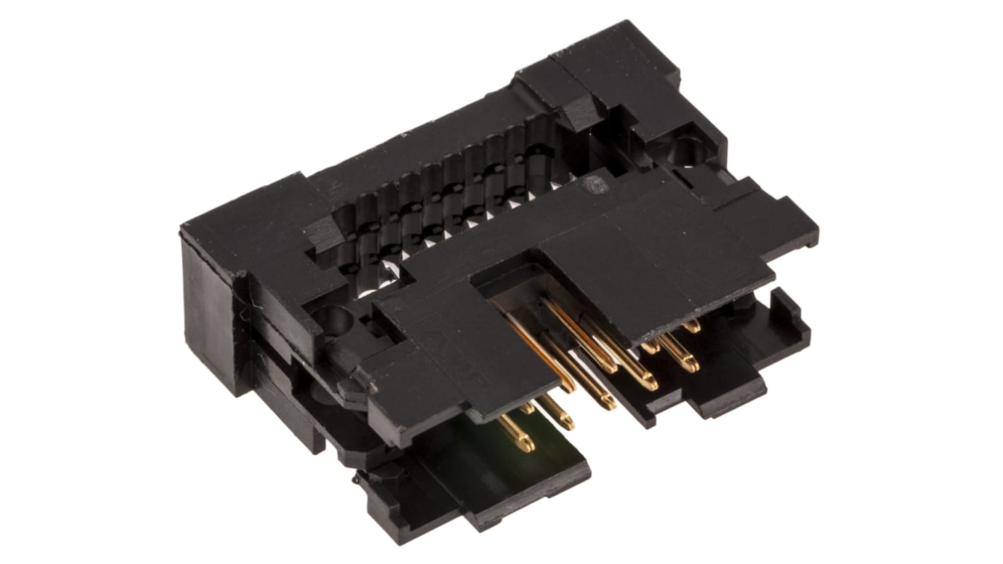 TE Connectivity IDC连接器, 公插, 10p, 2.54mm间距, 2排, 电缆安装, IDC端接, 直角, AMP-LATCH系列