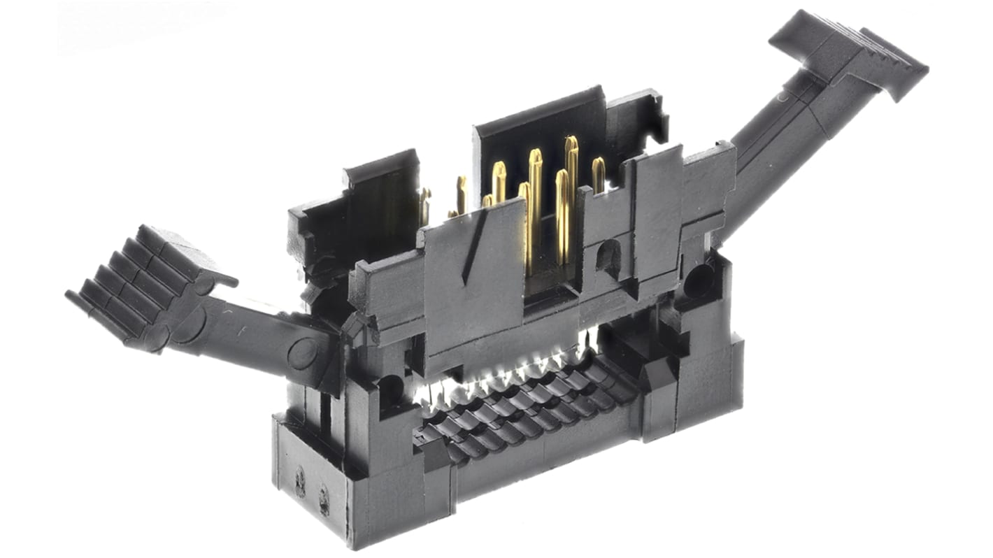 TE Connectivity IDC连接器, 公插, 10p, 2.54mm间距, 2排, 电缆安装, IDC端接, 直向, AMP-LATCH系列