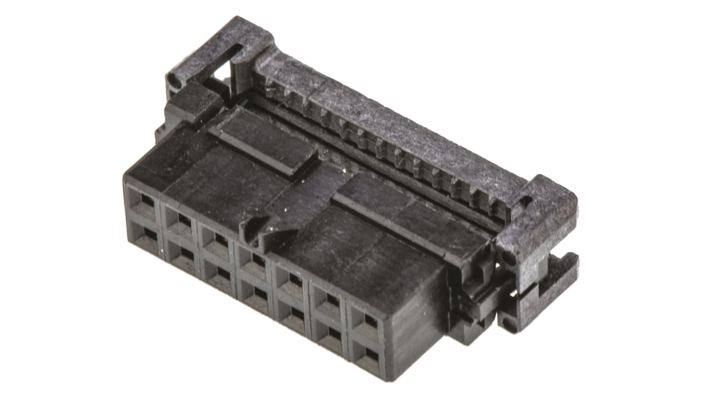 TE Connectivity AMP-LATCH IDC-Steckverbinder Buchse, gewinkelt, 14-polig / 2-reihig, Raster 2.0mm