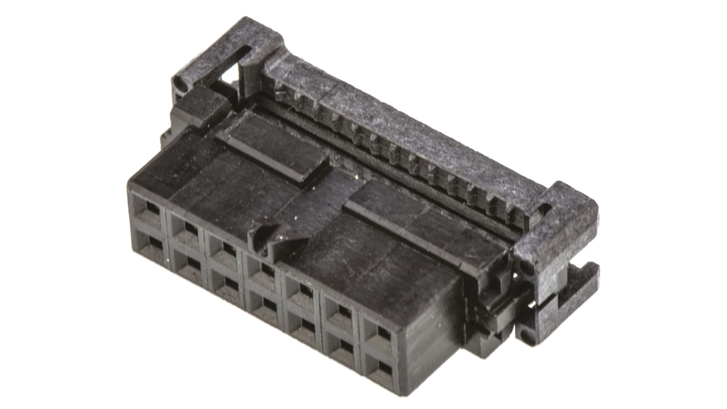 TE Connectivity IDC连接器, 母座, 14p, 2.0mm间距, 2排, 电缆安装, IDC端接, 直角, AMP-LATCH系列