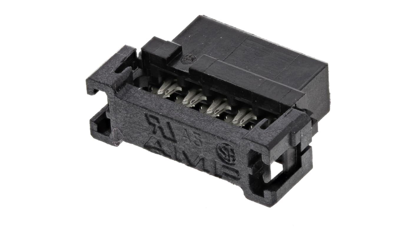 TE Connectivity IDC连接器, 母座, 10p, 2.0mm间距, 2排, 电缆安装, IDC端接, 直角, AMP-LATCH系列