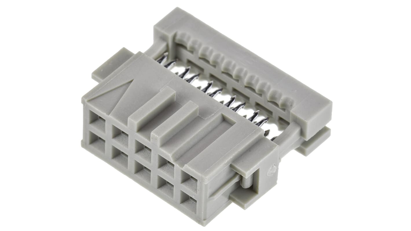 TE Connectivity AMP-LATCH IDC-Steckverbinder Buchse, gewinkelt, 10-polig / 2-reihig, Raster 2.54mm