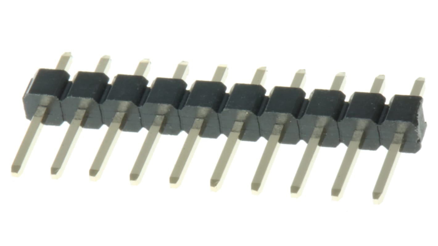 HARWIN M20 Series Straight Through Hole Pin Header, 10 Contact(s), 2.54mm Pitch, 1 Row(s), Unshrouded