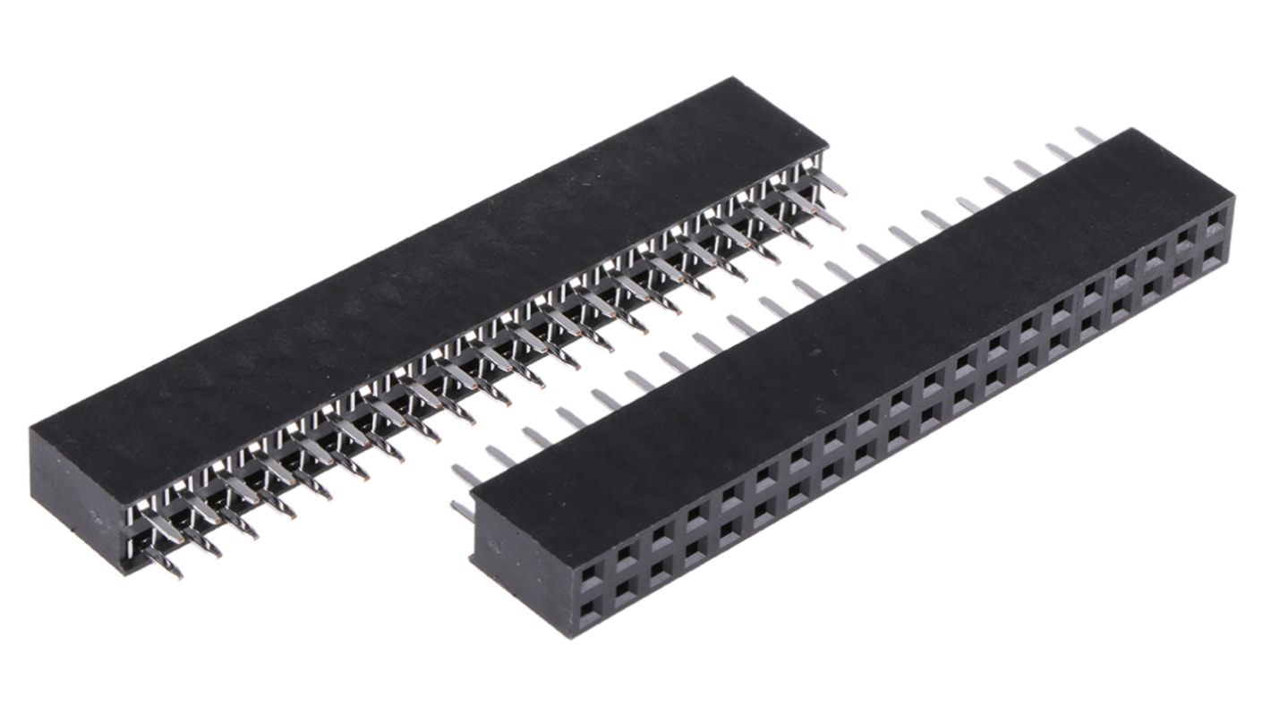 HARWIN Straight Through Hole Mount PCB Socket, 40-Contact, 2-Row, 2.54mm Pitch, Solder Termination