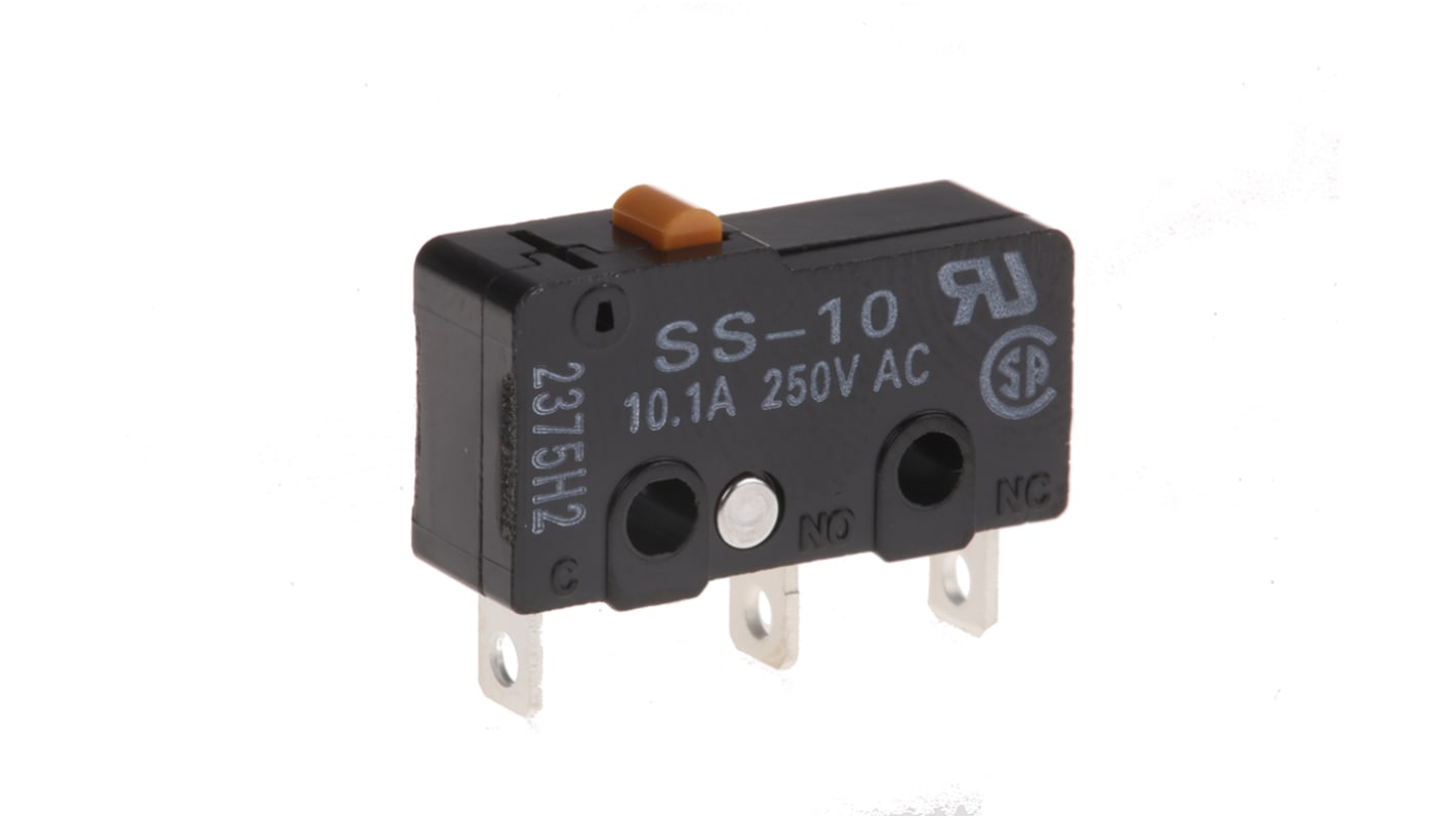 Microinterruttore, Omron, SPDT, 10,1 A a 250 V c.a., IP40, A saldare