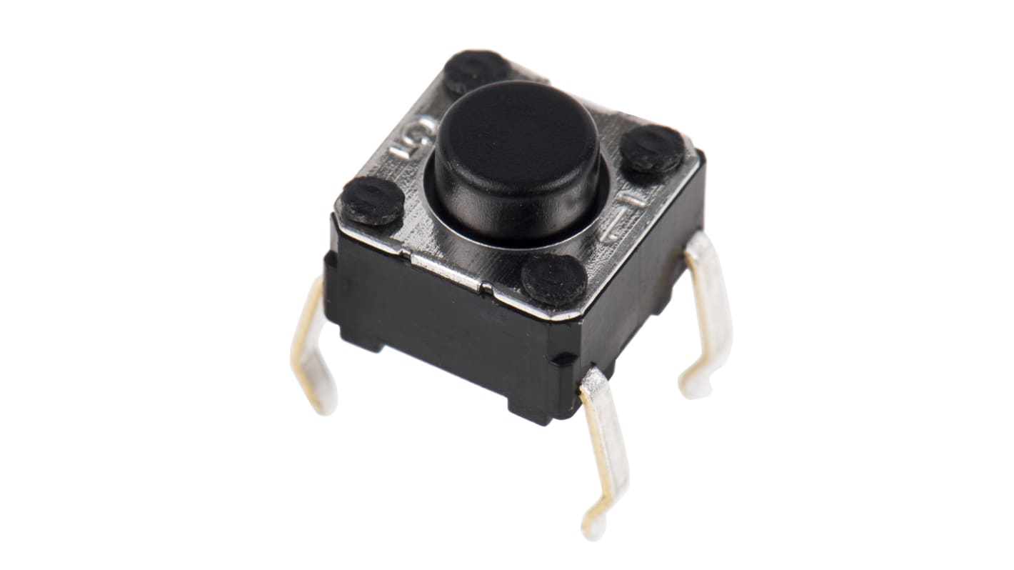 Omron Black Plunger Tactile Switch, SPST 50 mA @ 24 V dc 0.9mm Through Hole