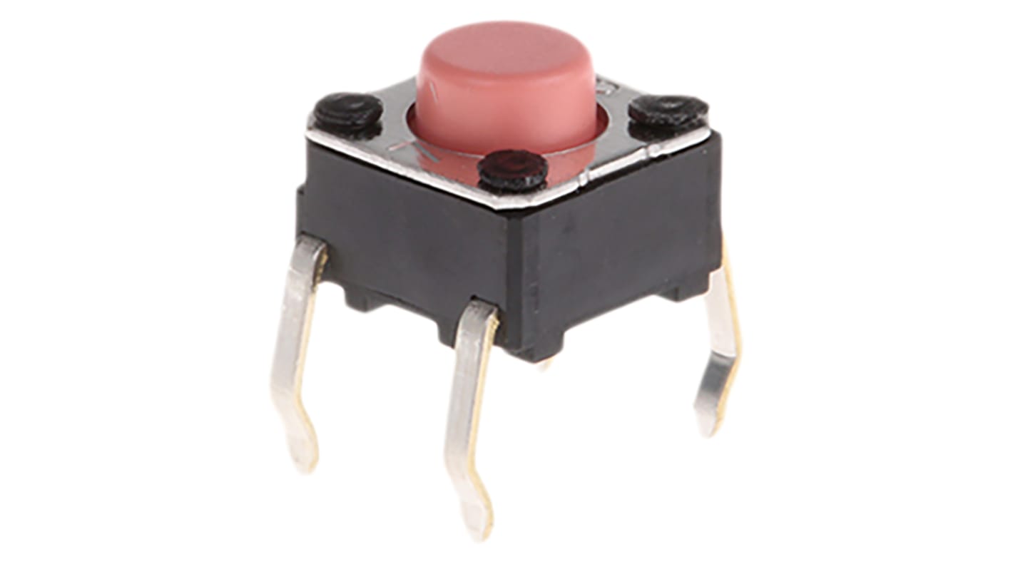 Omron Pink Plunger Tactile Switch, SPST 50 mA @ 24 V dc 0.9mm Through Hole