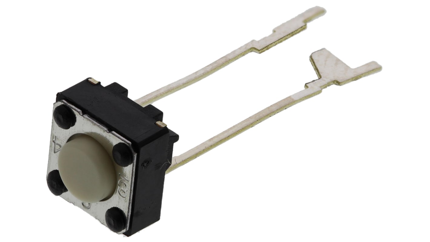 Interruttore tattile Omron, SPST, 6 x 6 x 4.3mm, L. attuatore 0.9mm, Montaggio con foro passante