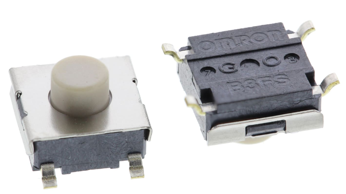 Plunger Tactile Switch, SPST 50 mA @ 24 V dc 1.7mm Through Hole