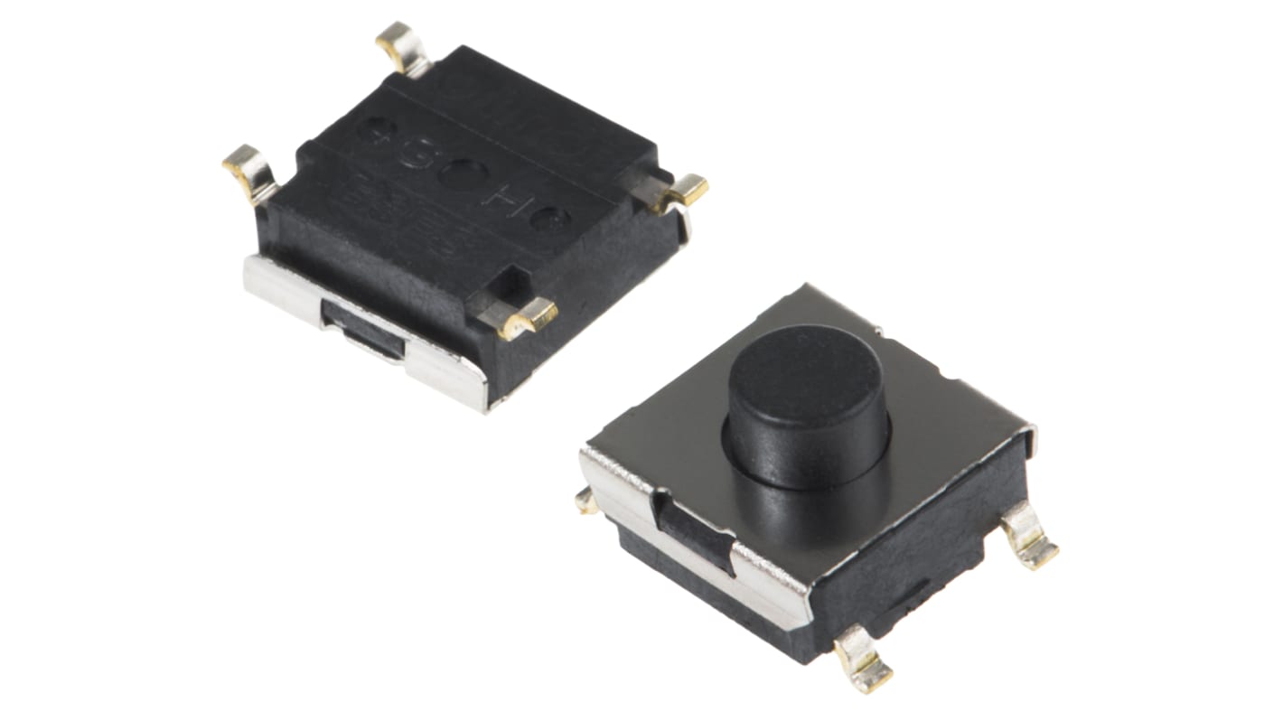 Omron Taster SPST, SMD 50 mA @ 24 V dc 1.7mm Stößel, 6.3 x 6 x 4.30mm B. 6mm L. 6.3mm