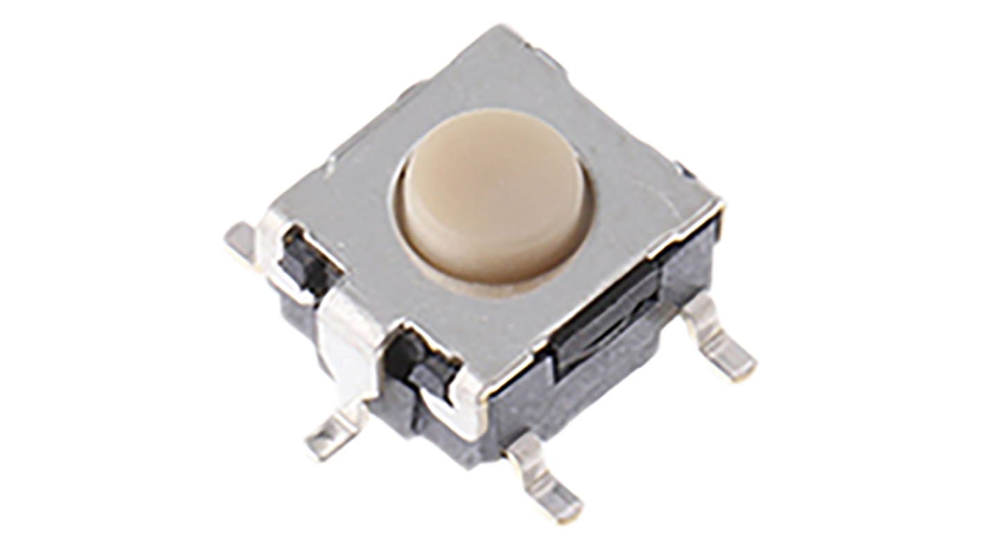 Omron Button Tactile Switch, SPST 50 mA @ 24 V dc 0.8mm Through Hole