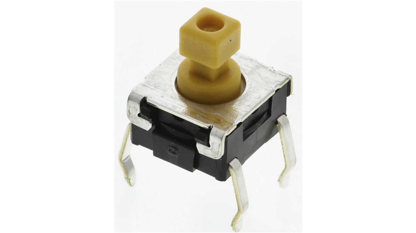 Omron Yellow Plunger Tactile Switch, SPST 50 mA @ 24 V dc 3.9mm Through Hole