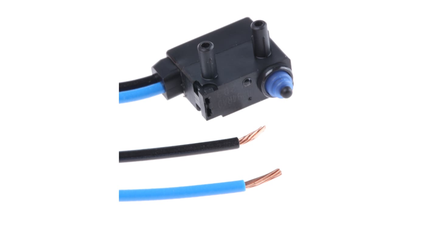 Omron Pin Plunger Micro Switch, Pre-wired Terminal, 2 A @ 12 V dc, SPST, IP67